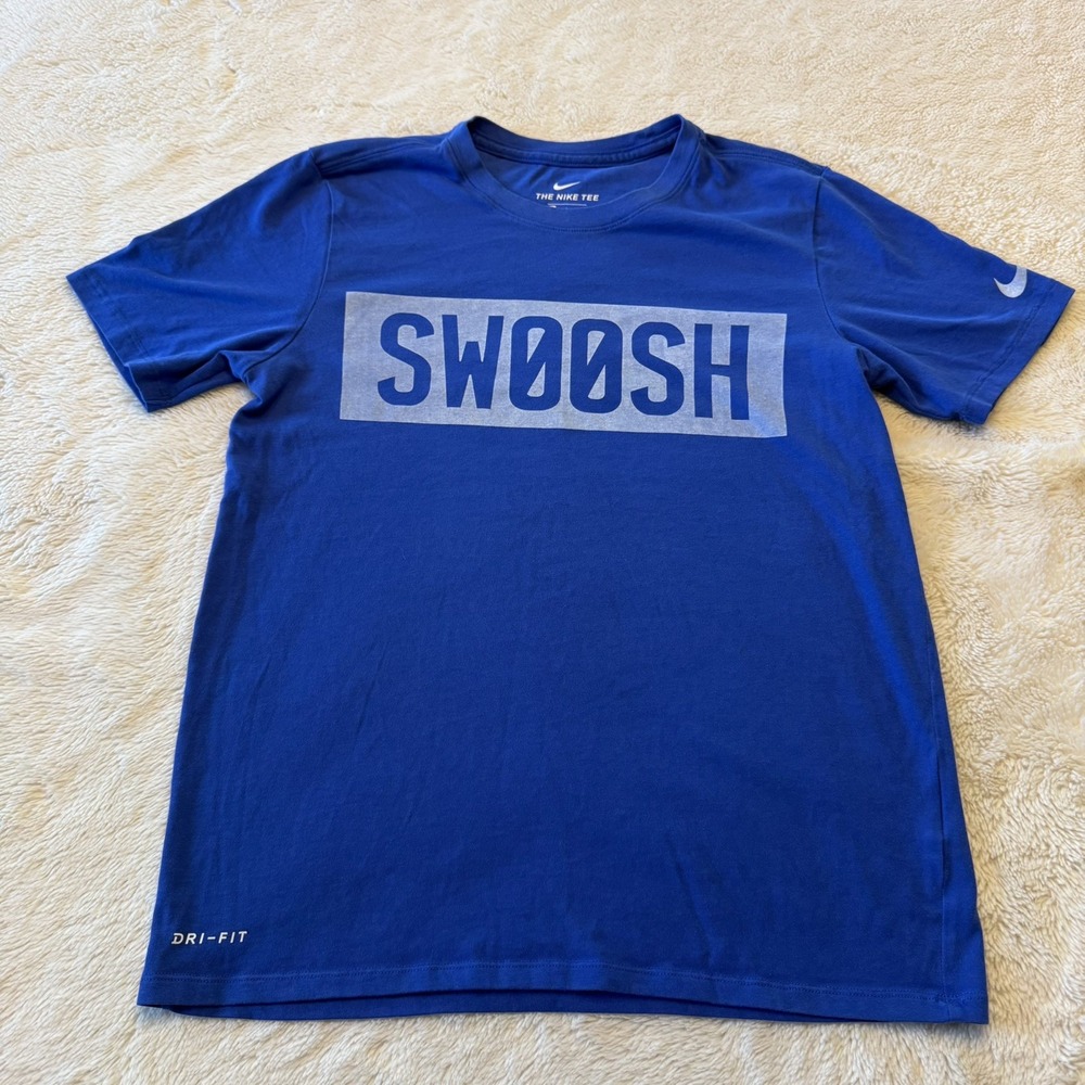 Nike Dri-Fit T-Shirt Men's Small Blue Graphic Swoosh Athleisure Gym Sports